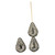 Filigree Teardrop Czech Glass Beads - Black with Gold and Silver Tones