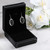 Swarovski Crystal Black Oval Sterling Silver Earrings Gift Box