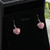 Sterling Silver Swarovski Pink Crystal Heart Earrings Close-Up