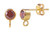 14k Gold Filled Earring Posts W/4mmCZ 1 Pair- Deep Red