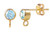 14k Gold Filled Earring Posts W/4mm CZ 1 Pair-Aqua Blue