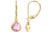 6 mm Pink CZ Bezel Drop Earrings W/ Leverbacks With Ring