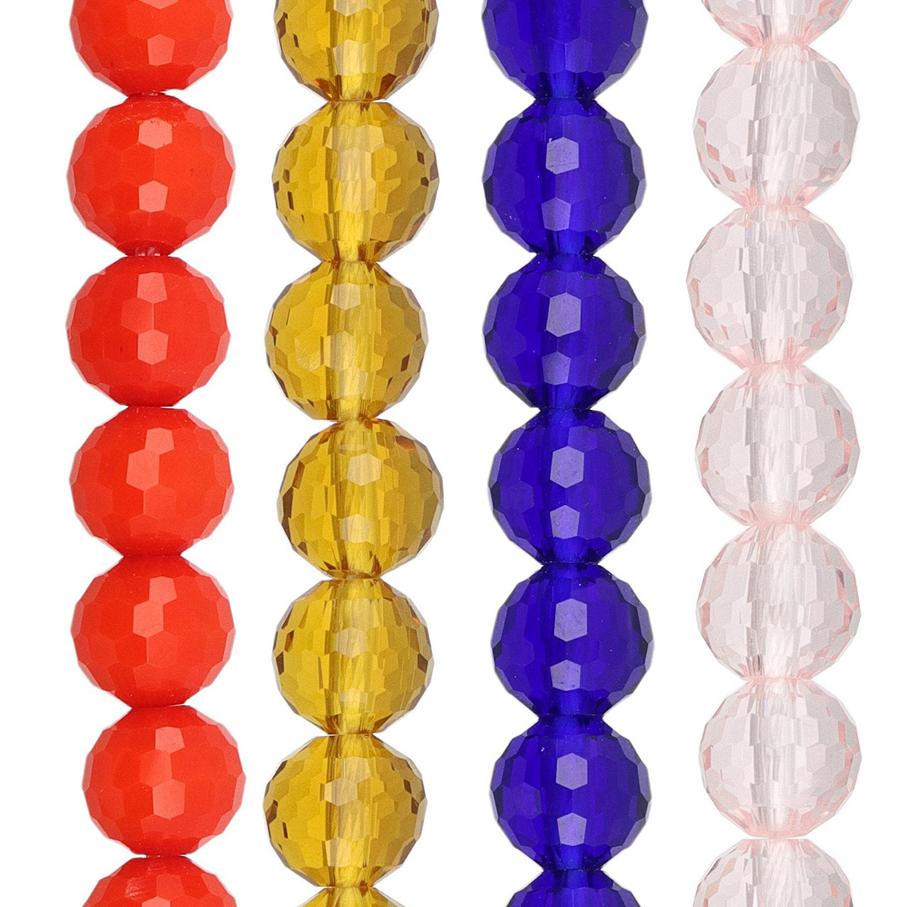 8mm Round Faceted Glass Beads