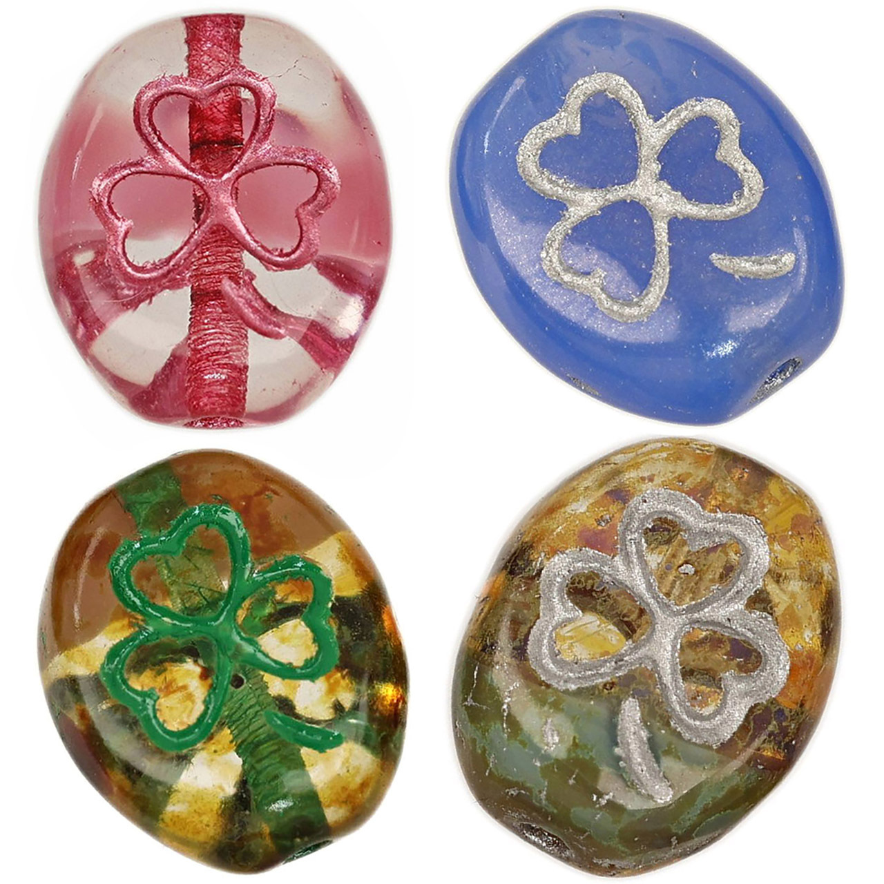 Pressed Czech Glass Beads - Leaf & Plants