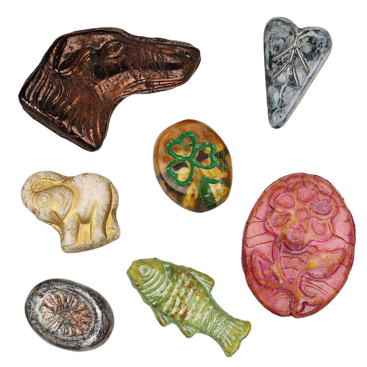 Pressed Czech Glass Beads - Animals & Nature