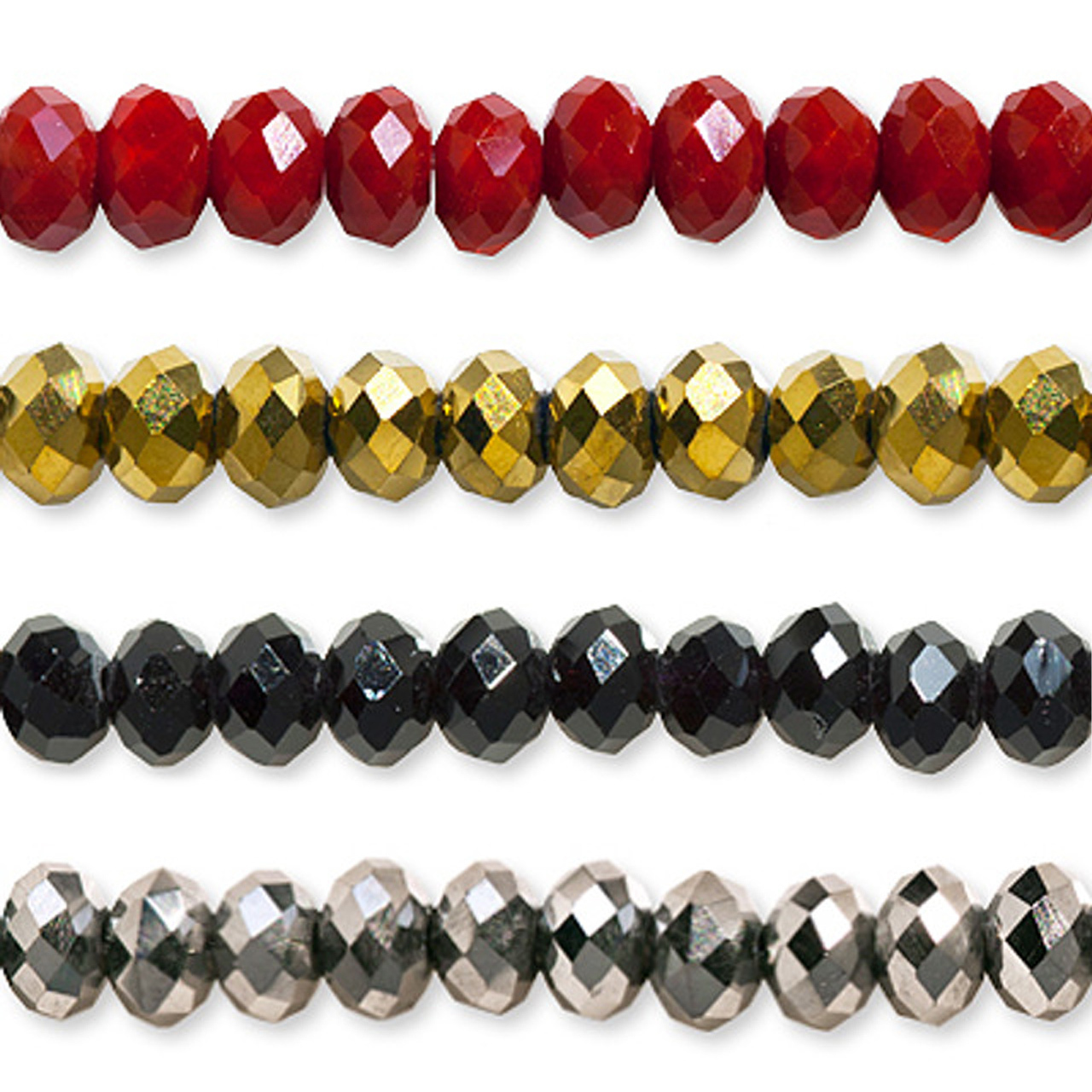 Faceted Rondelle Glass Beads