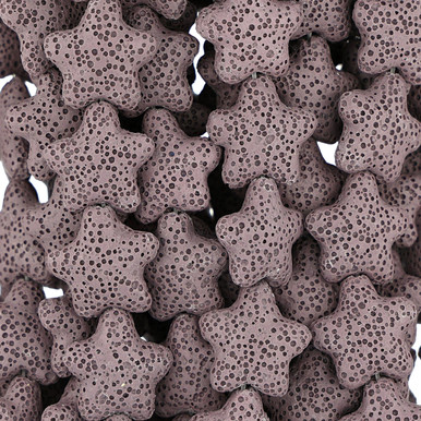 Star Shaped Dyed Lava Rock Round Beads Purple 20 MM