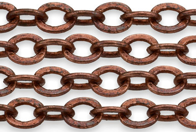 Antique Copper Color Brass Flat Chain 2x2.7mm - Price Per Foot