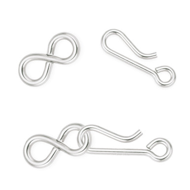 Sterling Silver Hook and Eye Clasps - 14mm 2 Sets