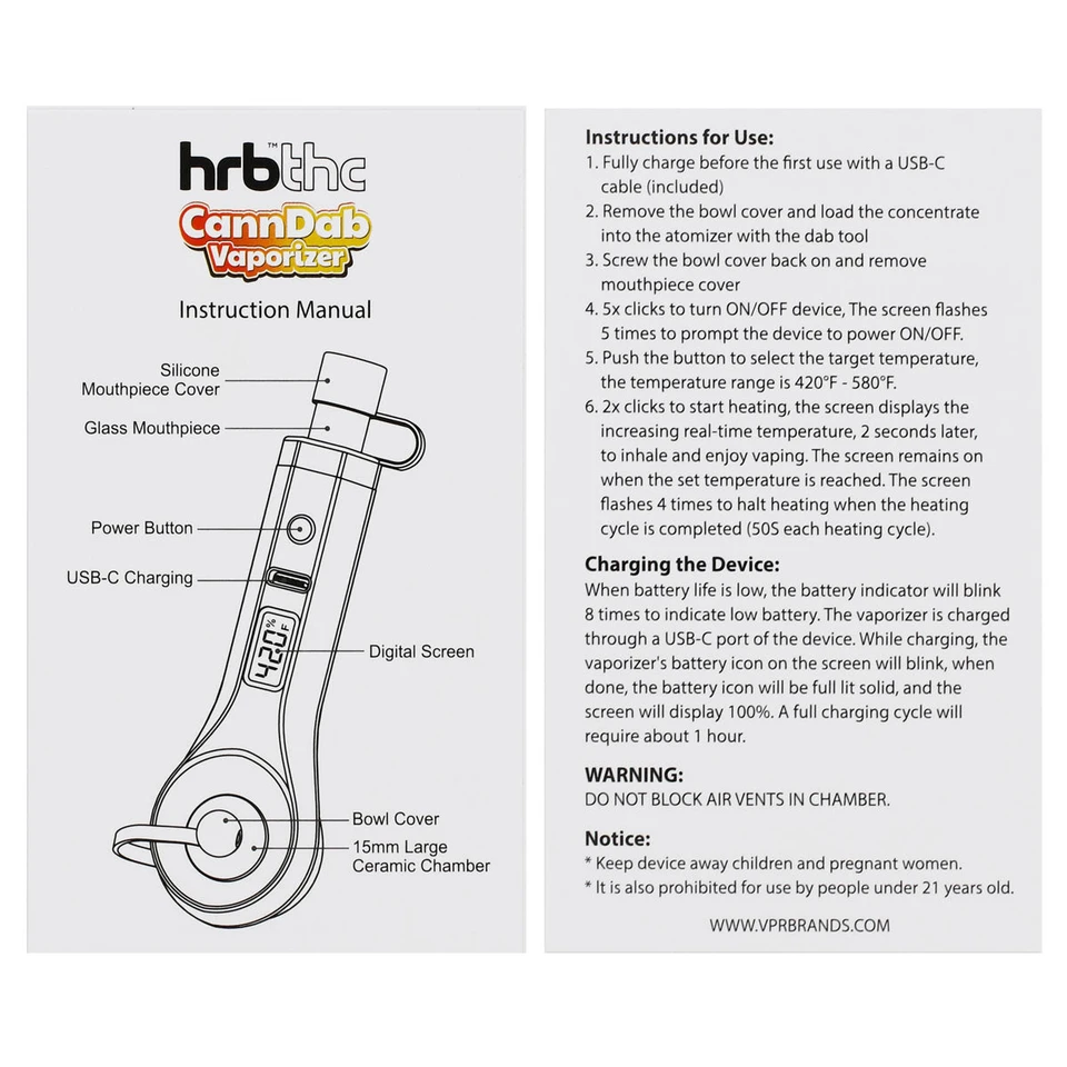 Hrb CannDab Vape Pipe for Concentrates