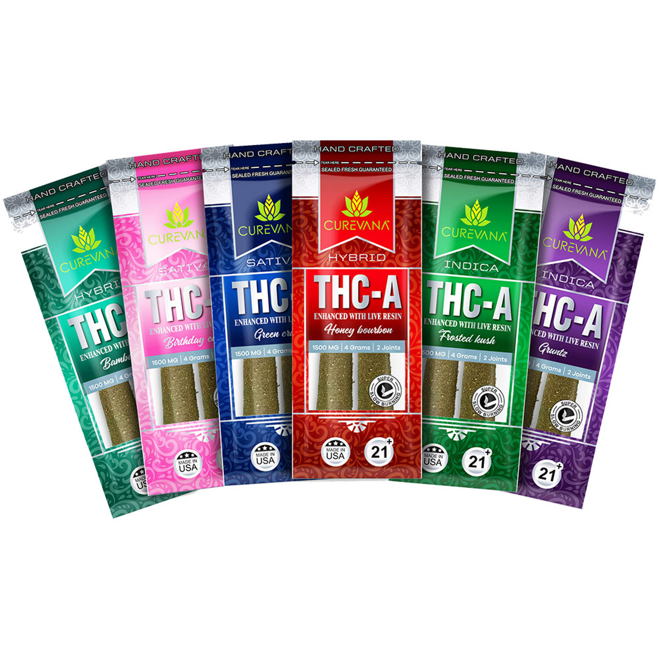 Curevana THC A Enhaced WIth Live Resin Crafted Pre Roll Joints 2PK