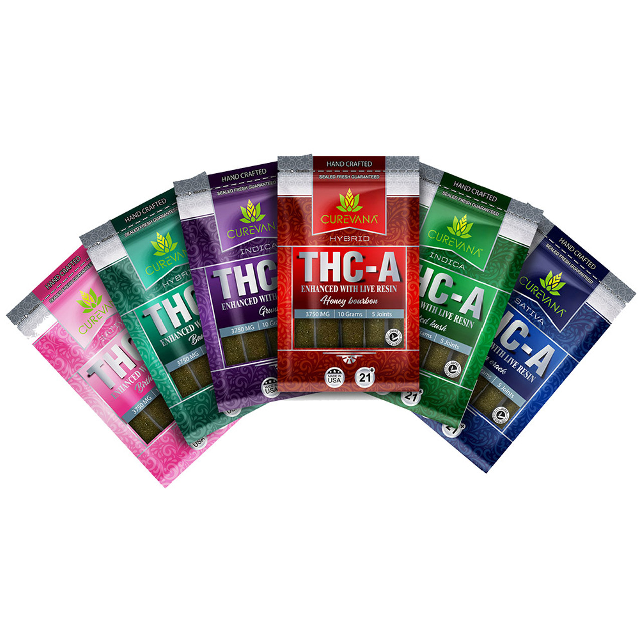 Curevana THC A Enhaced With Live Resin Crafted Pre Roll Joints 5PK