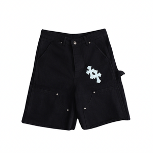 Chrome Hearts Cross Patch Carpenter Shorts Black/White