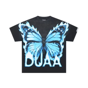 DUAA Black Blue Butterfly Graphic T-Shirt