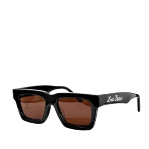 Louis Vuitton Black Brown Lens Rectangle Sunglasses