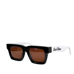Louis Vuitton Black White Arm Rectangle Sunglasses