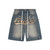 Valley Script Denim Shorts Vintage Blue