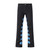 Black Flared Jeans with Blue Cross Appliqué