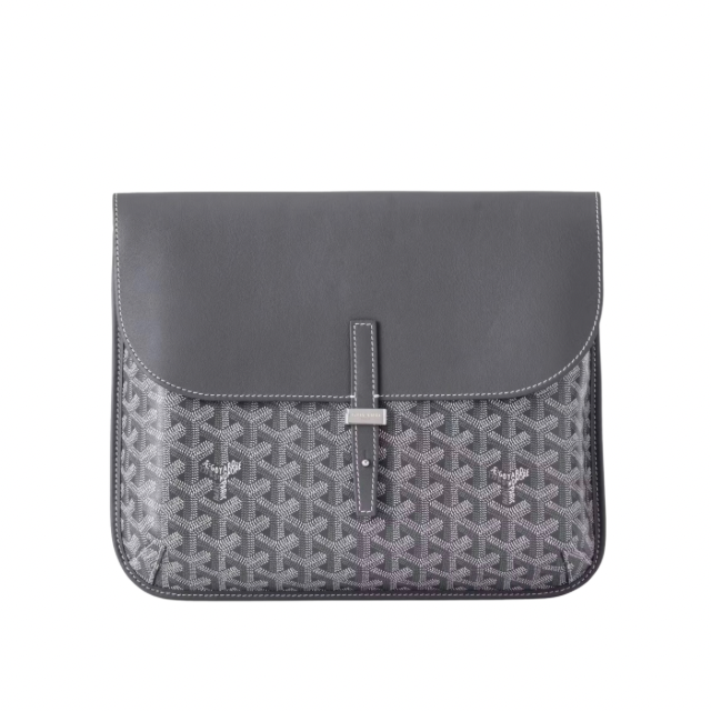 Goyard Belvedere PM Messenger Bag (Grey Leather Flap)