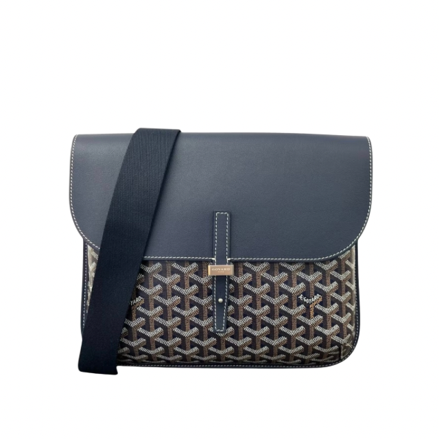 Goyard Belvedere PM Messenger Bag (Navy Leather Flap)
