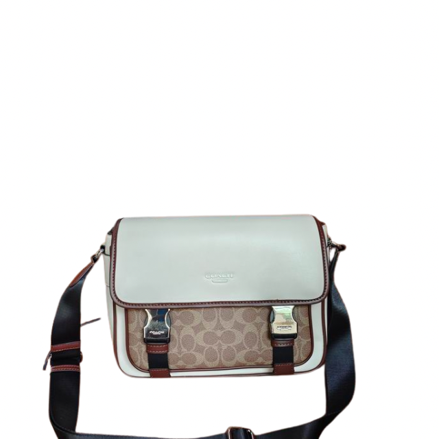 Coach Charter Flap Crossbody Bag in Signature Canvas (Khaki/Black)