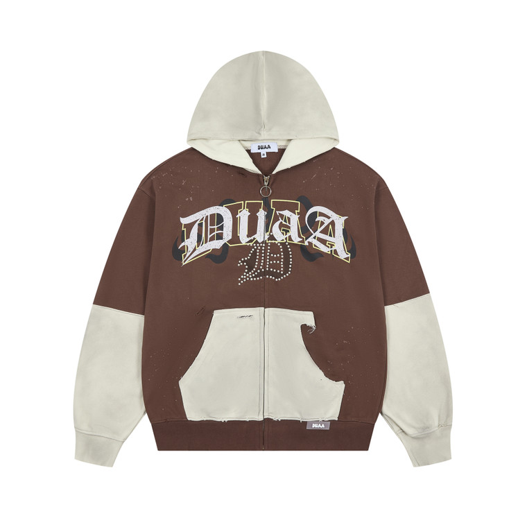 DUAA Brown Two-Tone Varsity Hoodie
