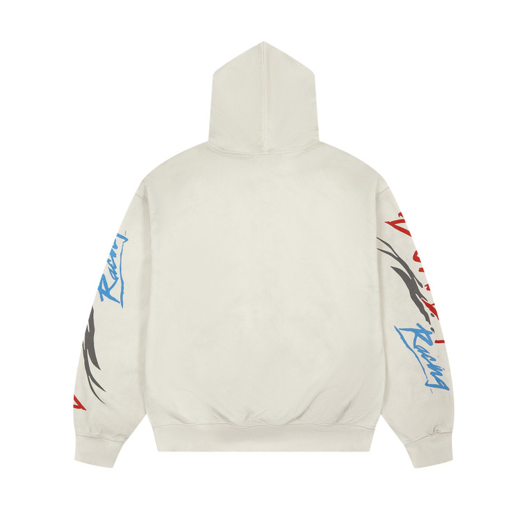 DUAA Ivory Racing Graphic Zip Hoodie