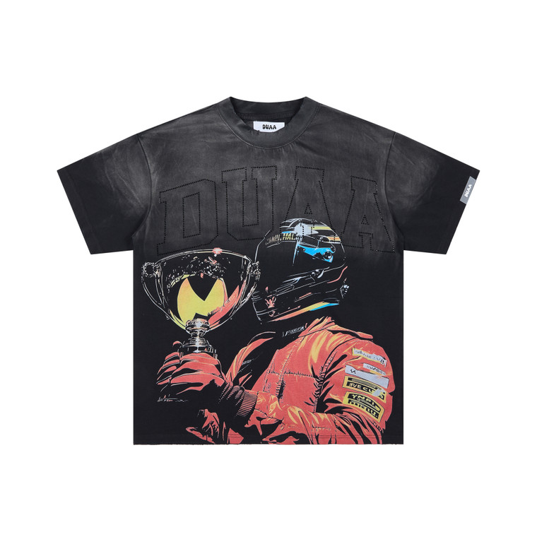 DUAA Black Racing Helmet Graphic T-Shirt