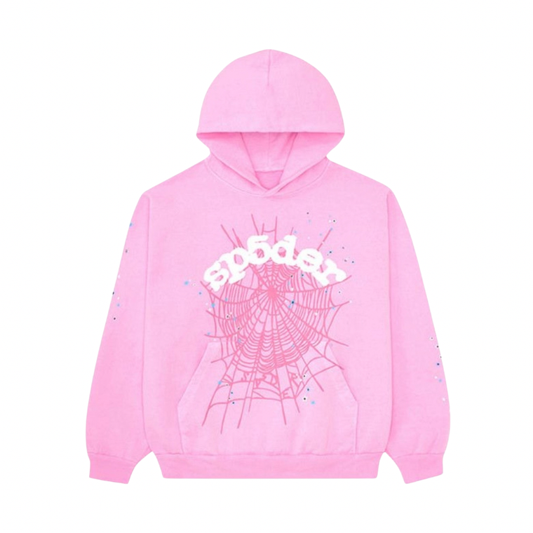 Sp5der Web Hoodie – Light Pink/White
