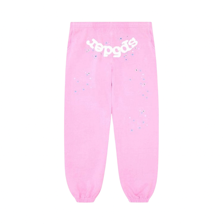 Sp5der Sweatpants – Light Pink/White