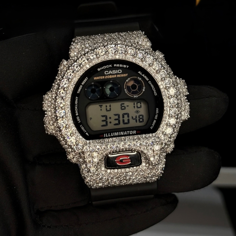 Casio G-Shock DW6900 Watch - Full Moissanite