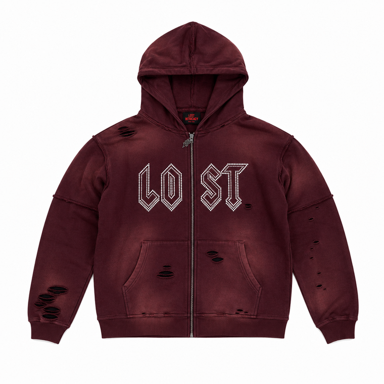 LOST INTRICACY Crystal Logo Pullover Hoodie