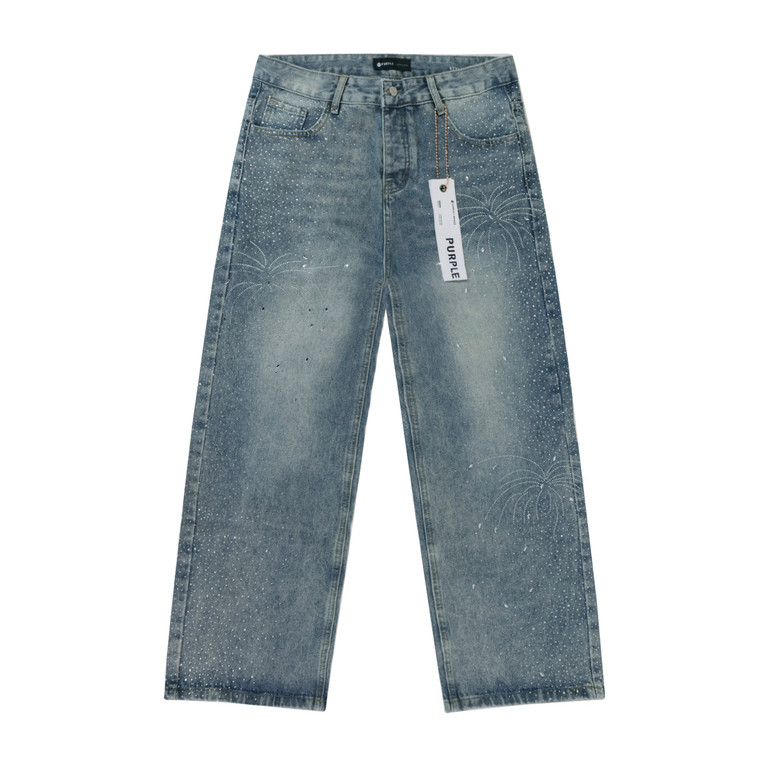 Purple Brand Light Wash Wide Leg Jeans