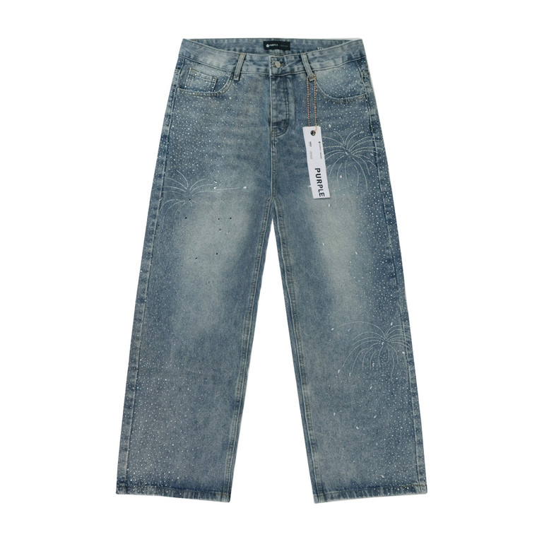Purple Brand Blue Rhinestone Cross Denim Shorts