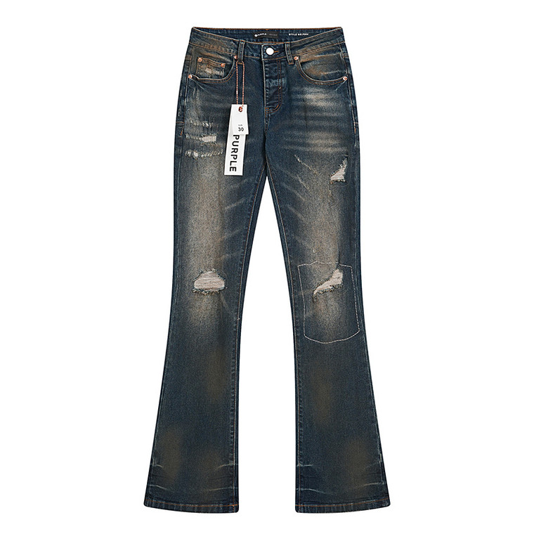 Purple Brand Vintage Blue Flared Distressed Jeans