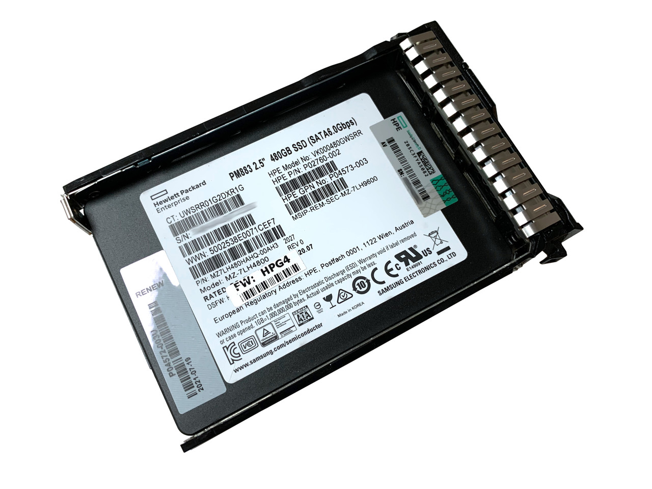 P05320-001 HPE 480GB SATA 6G RI SFF SC DS Solid State Drive