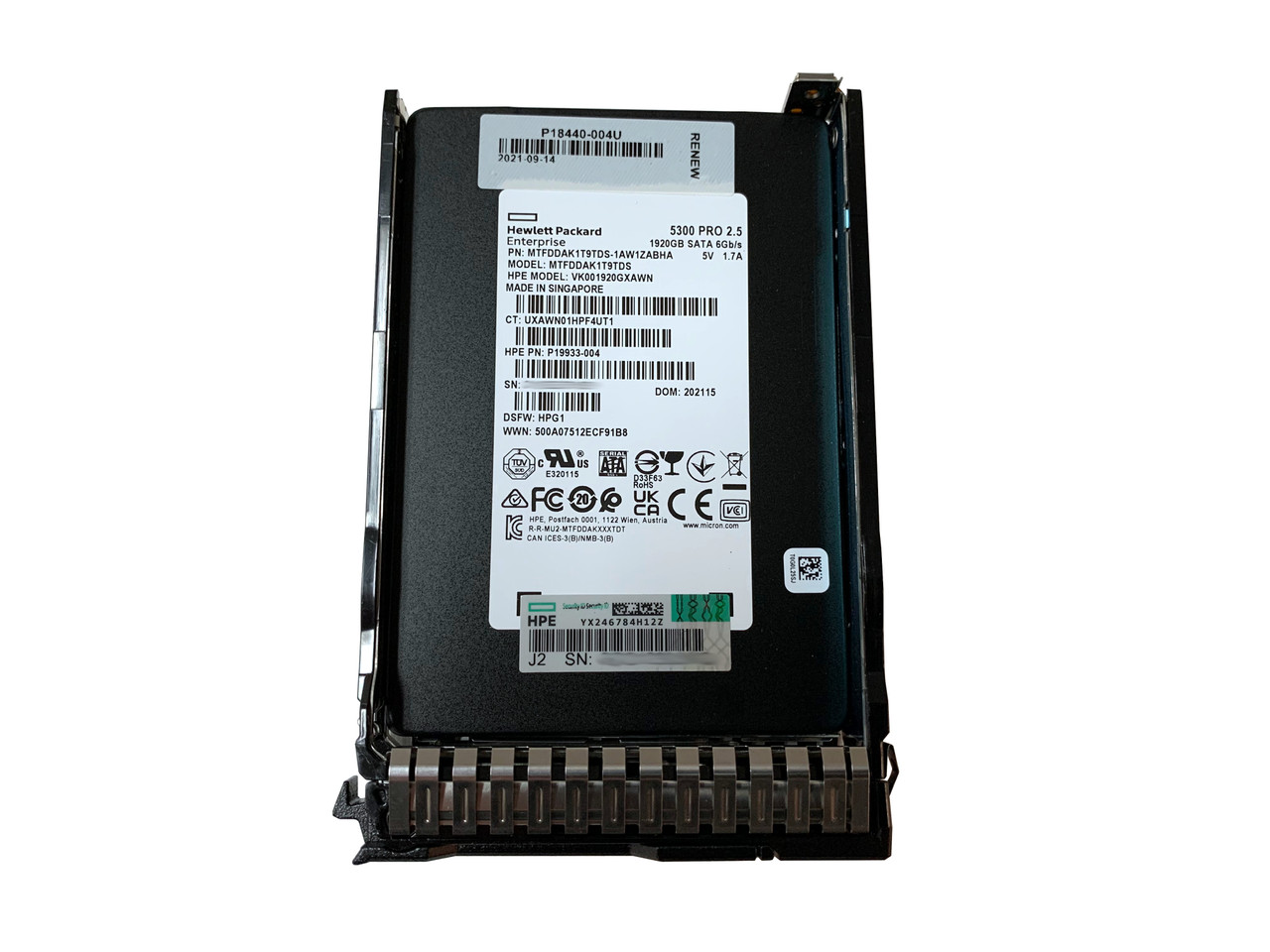 HP(Enterprise) P04478-B21 1.92TB RI SC 2.5型 6G SATA DS ソリッド