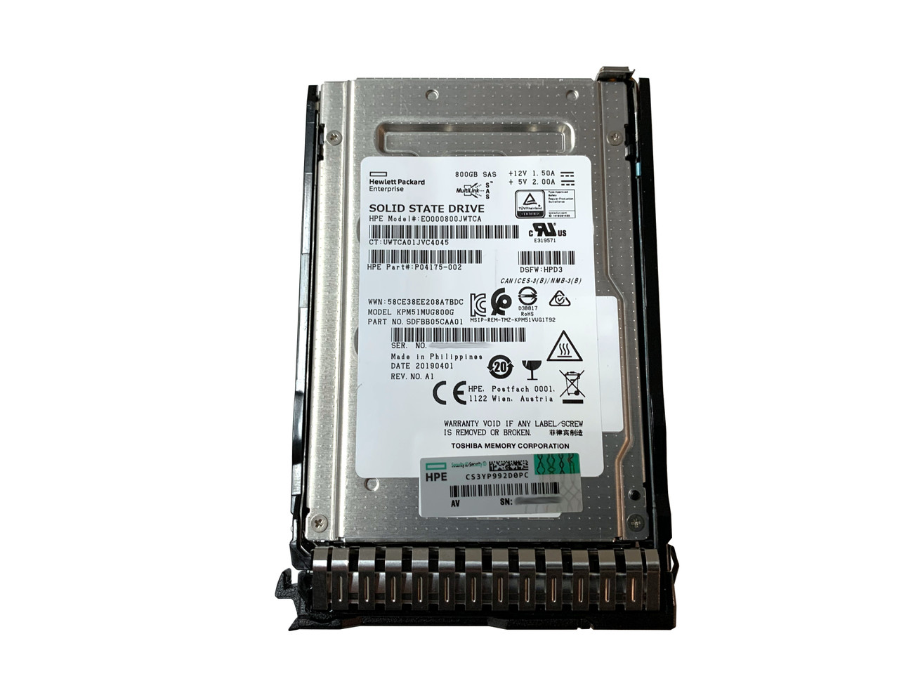 802586-B21 HPE 800GB SAS 12G WI SFF SC Solid State Drive