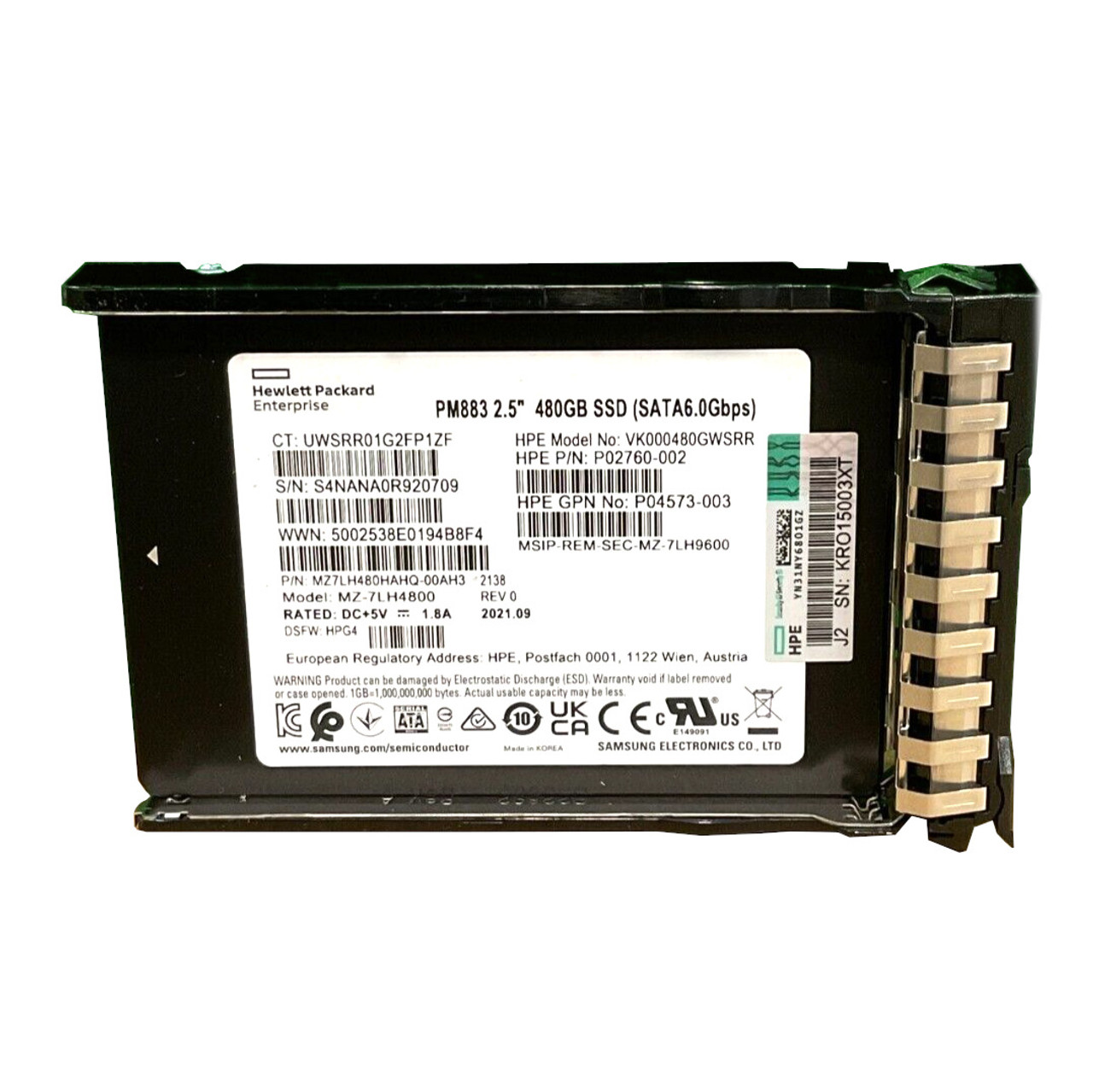 P41522-001 HPE 480GB SATA 6G RI BC MV 2.5 SSD G10+