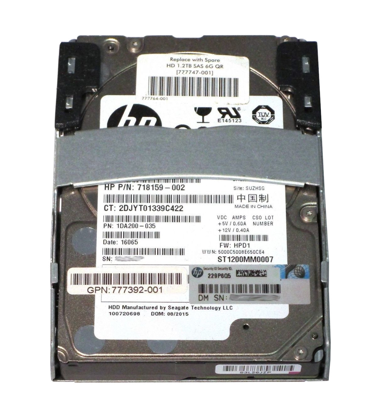 777391-B21 HPE 1.2TB 10K 6G 2.5” SAS QR Hard Drive