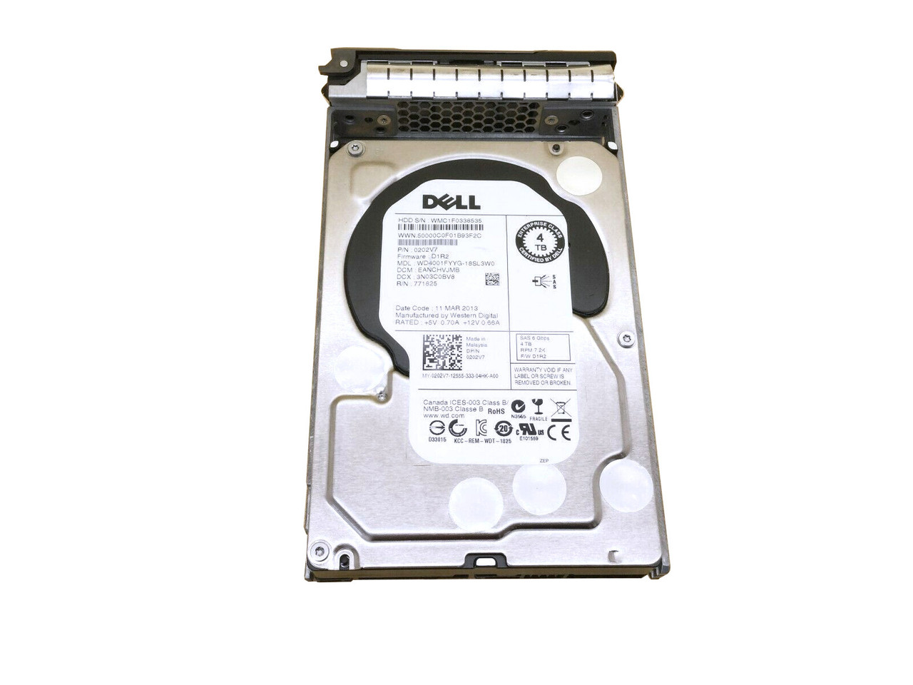 202V7 Dell 4TB 6G 7.2K 3.5” SAS Hard Drive