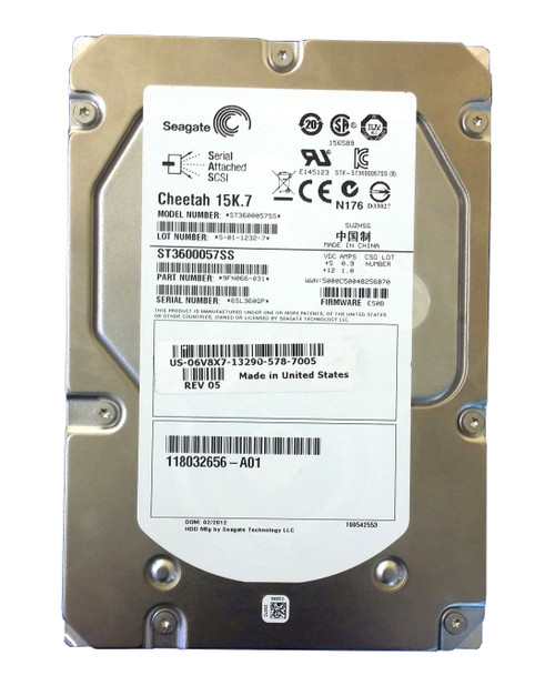 Dell W347K 600GB 15K SAS 3.5" Internal HDD – 0W347K, ST3600057SS, 9FN066-150