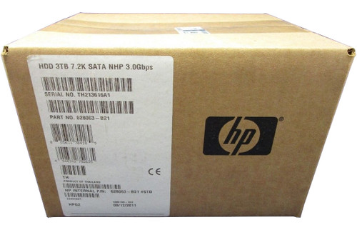 628181-001 HP 3TB 7.2k SATA 3.5” Non-Hot Plug-Hard Drive 628181-001 HP 3TB 7.2k SATA 3.5” Non-Hot Plug-Hard Drive