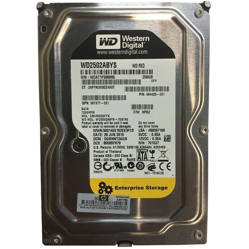458939-B21 HP 250GB SATA 7.2K NHP 3.5 MDL Hard Drive 458939-B21 HP 250GB SATA 7.2K NHP 3.5 MDL Hard Drive