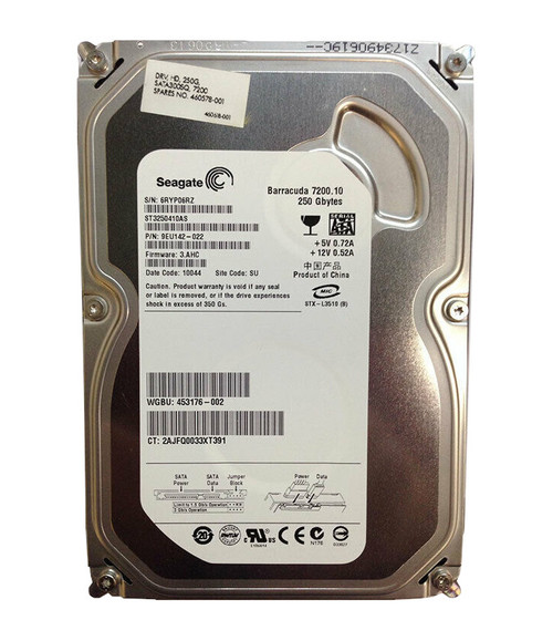 460578-001 HP SATA 250GB 7.2K 3.0G 3.5 NQC Hard Drive 460578-001 HP SATA 250GB 7.2K 3.0G 3.5 NQC Hard Drive