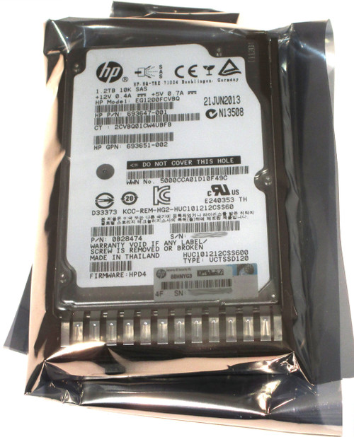 693647-001 HPE 1.2TB 6G Gen8 SAS 10K 2.5" DP Hard Drive