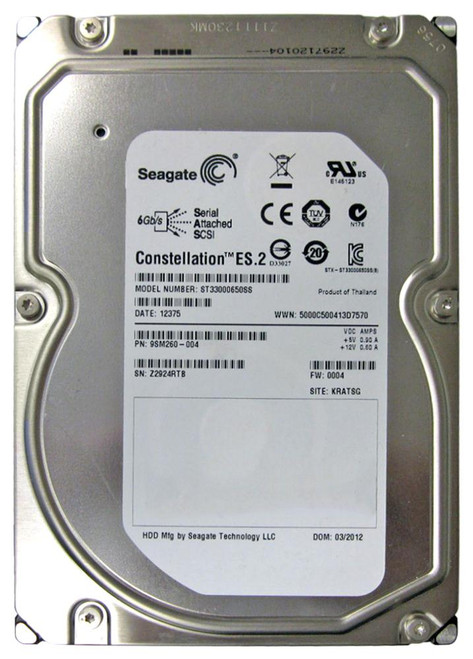 ST33000650SS SeaGate Constellation 3TB 7.2K SAS Hard Drive ST33000650SS SeaGate Constellation 3TB 7.2K SAS Hard Drive