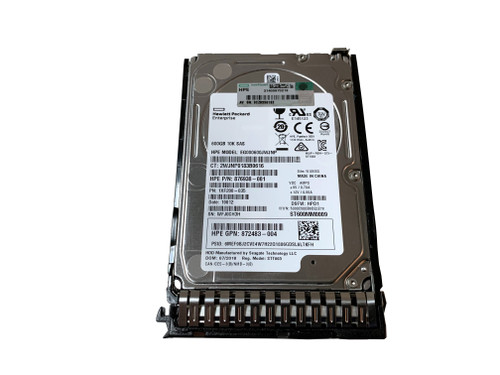 872477-B21 HPE 600GB SAS 10K 2.5” SC DS Hard Drive with smartcarrier tray.