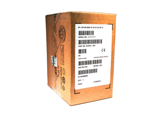 The 870797-001 is a 600 Gigabyte, 512E, SAS hard drive for Gen 8 and Gen 9 HPE Proliant servers.
