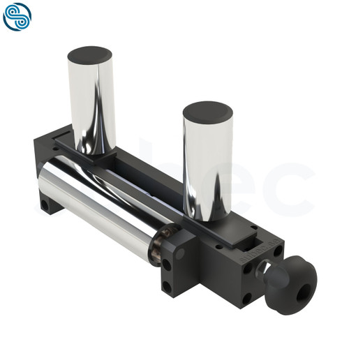 Roller guide, L=280, spring loaded, with 2pc.vert.rollers D40 L90 + 1pc. Horiz.roller D40 L150 HRX,  Prod Ø 0-110